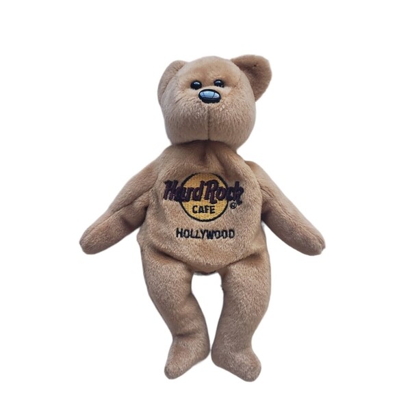 Hard Rock Cafe Isaac Beara Hollywood Bear Beanie Plush Toy 8" Brown Collectible - Picture 2 of 10